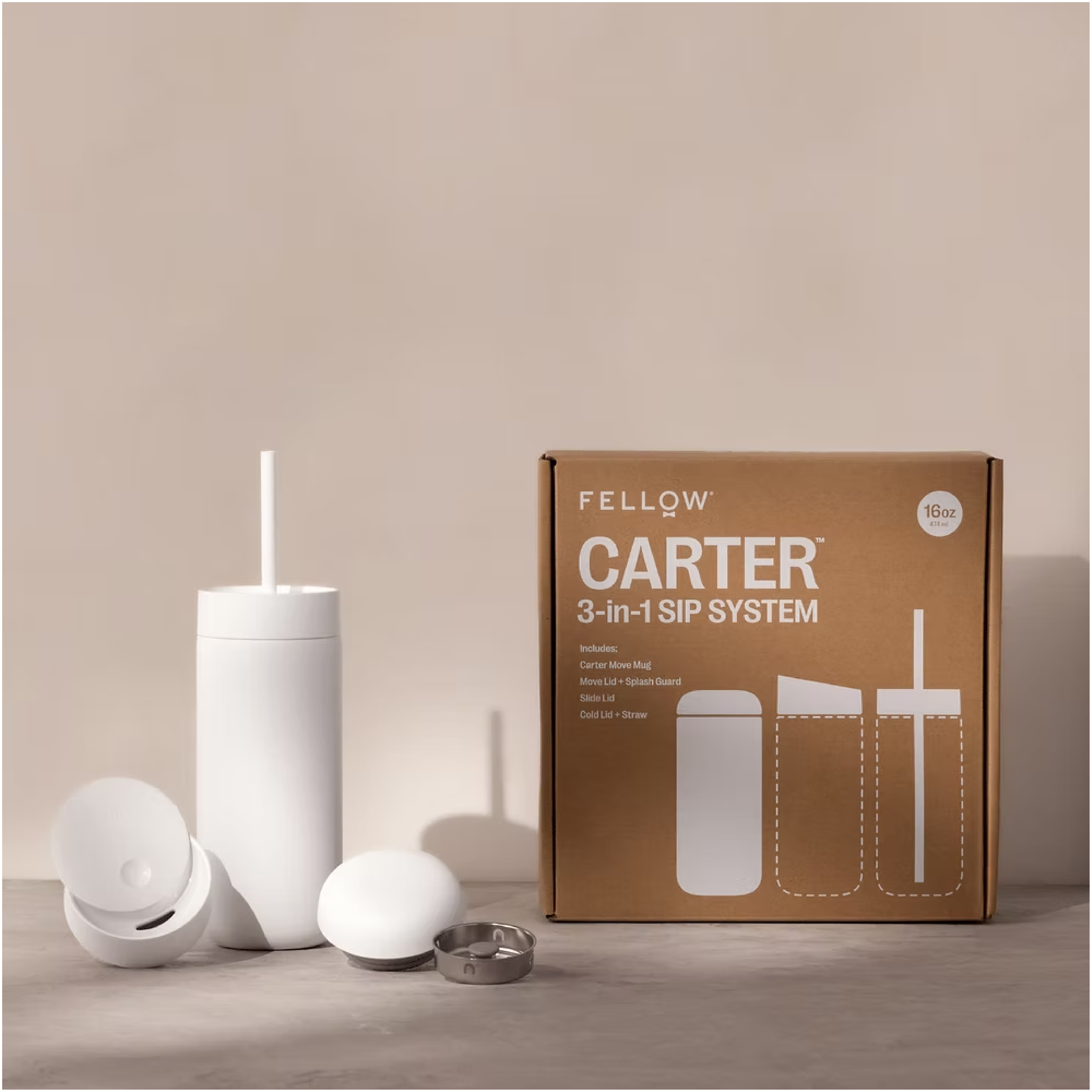 Fellow Carter 3-in-1 Lid System (With Sip Lid) - 16oz