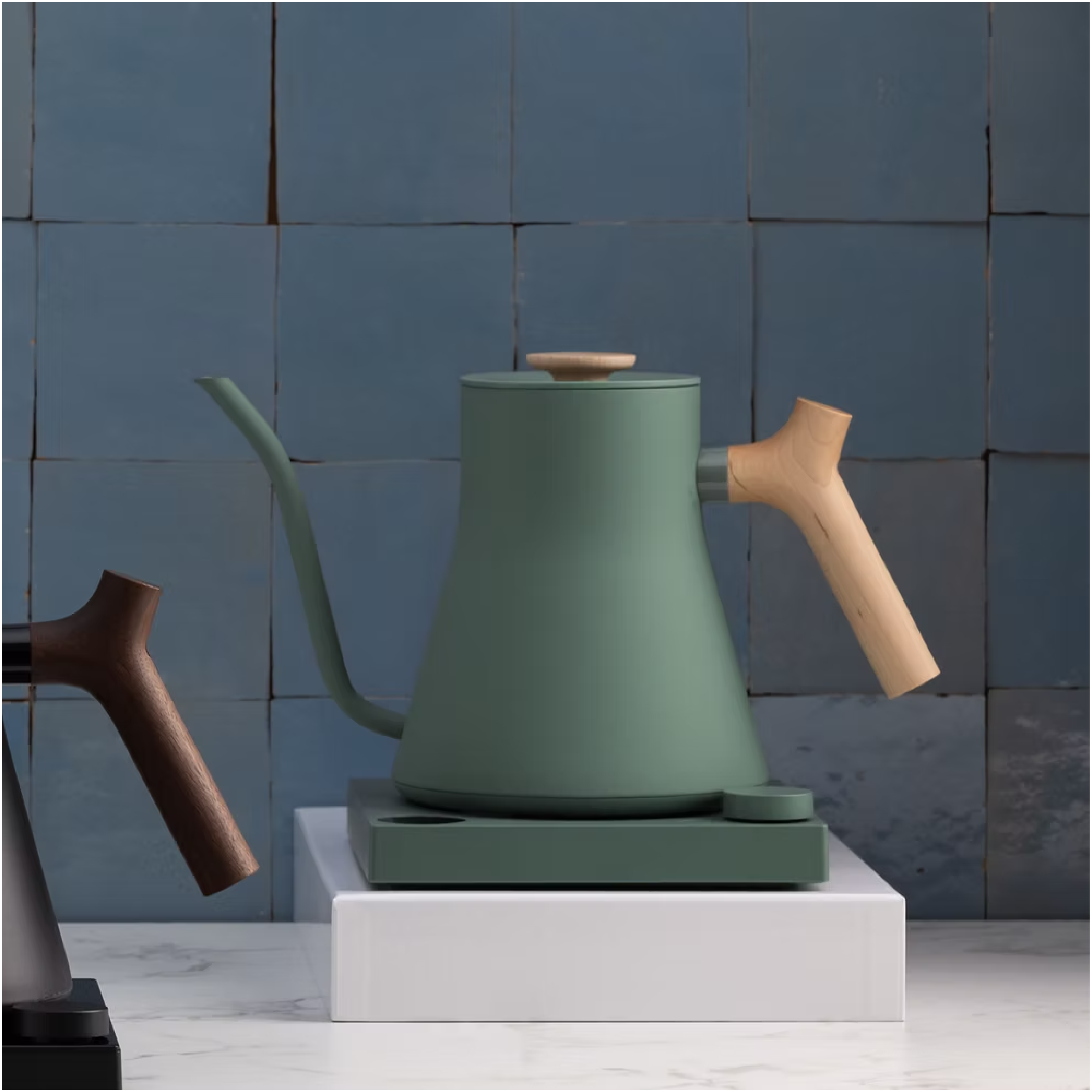 Fellow Stagg EKG Pro Kettle with Maple Handle - 0.9L, Smoke Green