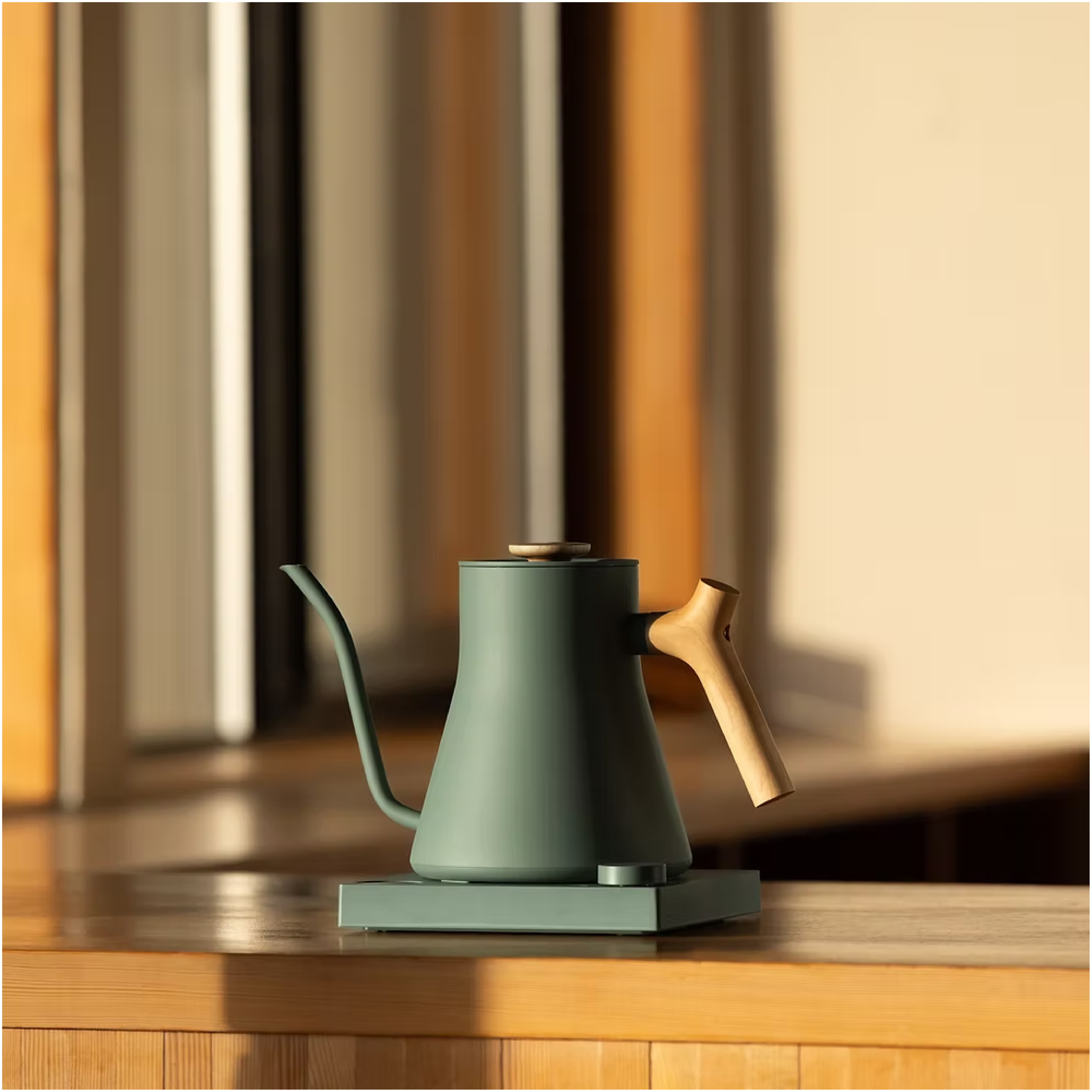 Fellow Stagg EKG Pro Kettle with Maple Handle - 0.9L, Smoke Green
