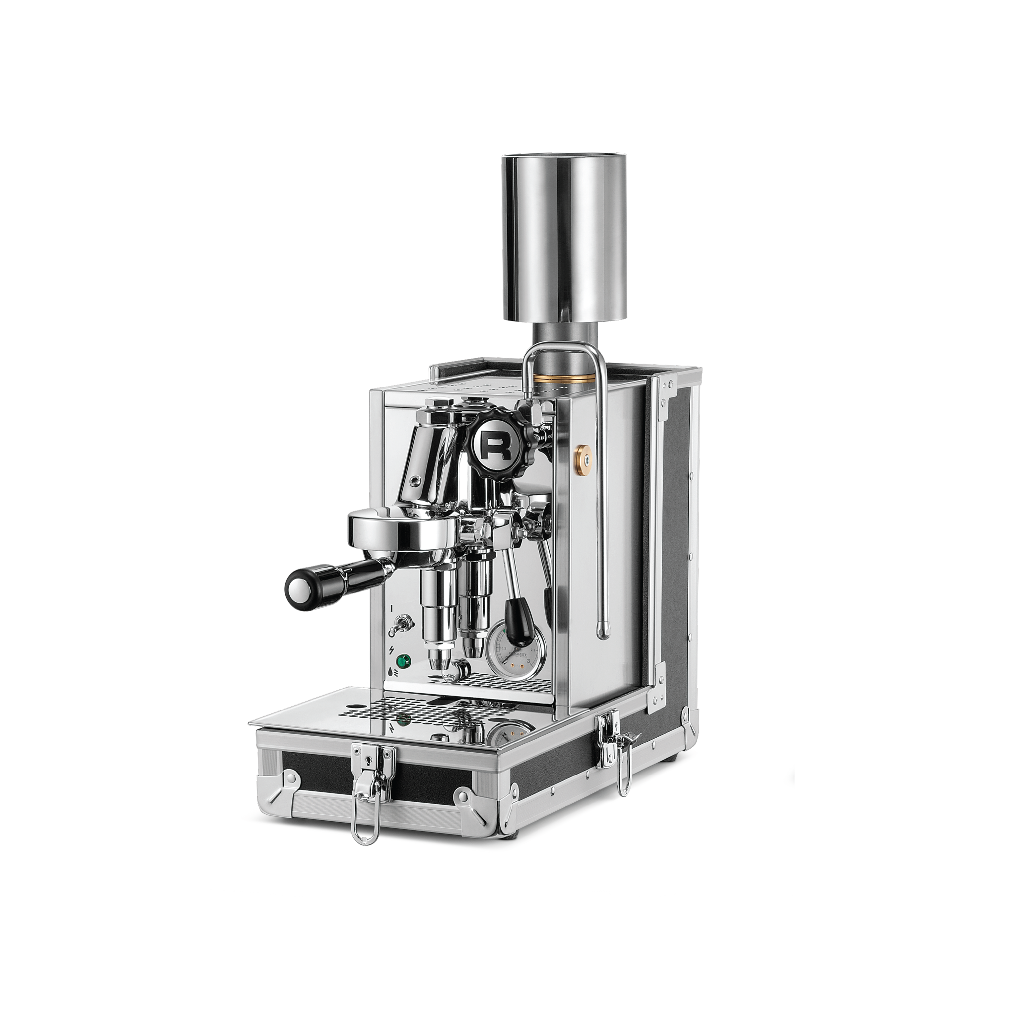 Rocket Espresso Porta Via. Front view of the machine.