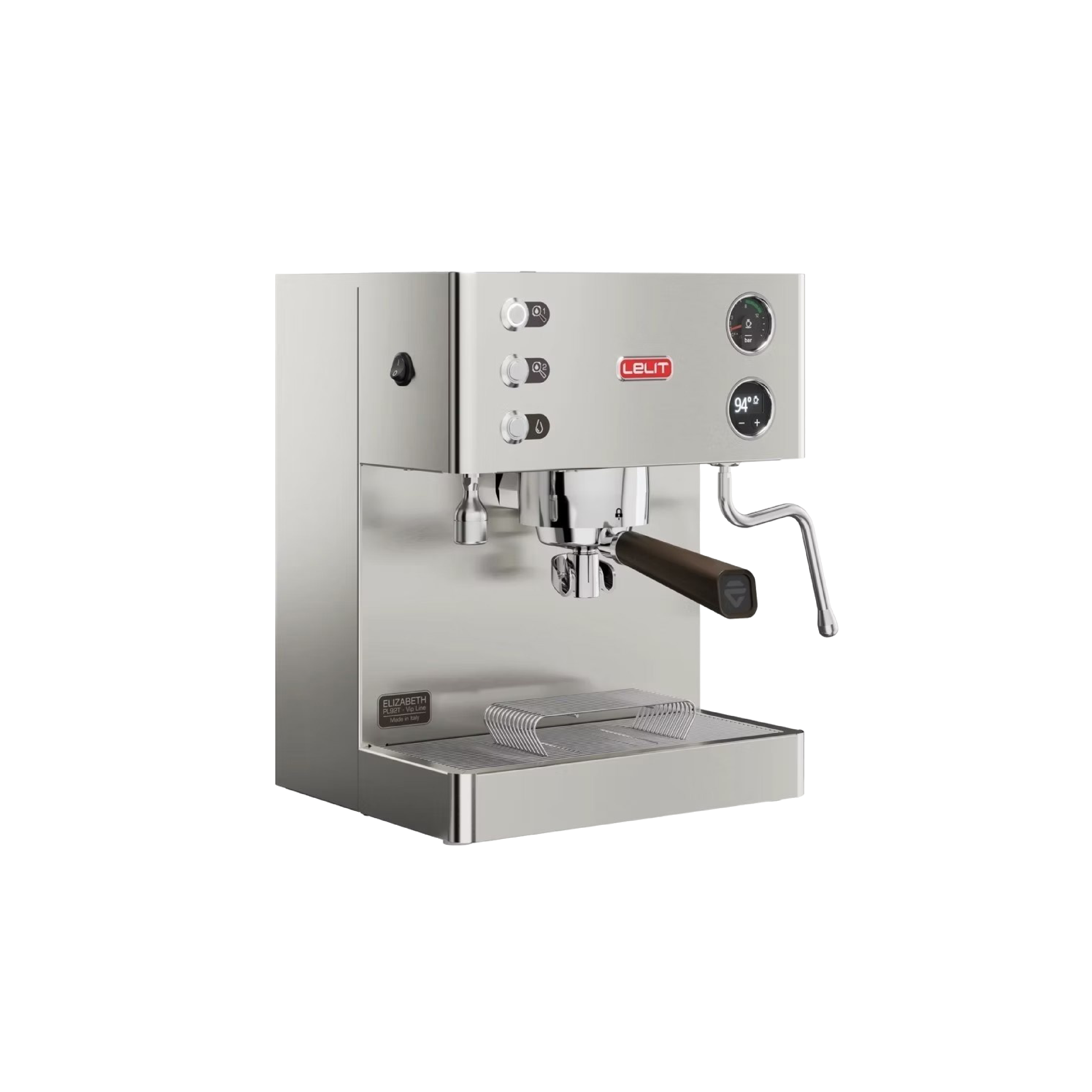 Lelit Elizabeth Dual Boiler Espresso Machine. Front view of the machine.