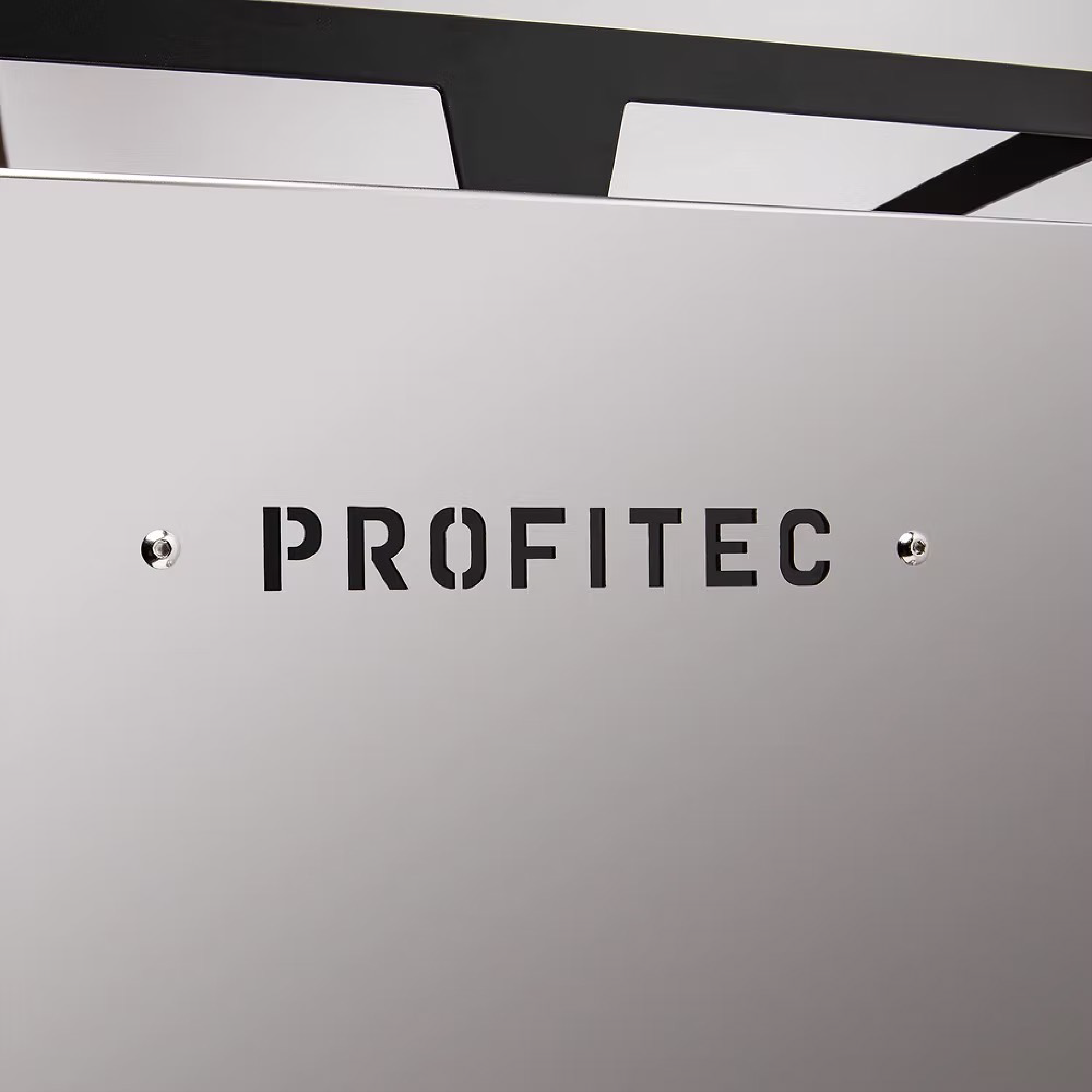 Profitect Drive Dual Boiler Espresso Machine in stainless steel. Close up of the brand name at the back of the machine.