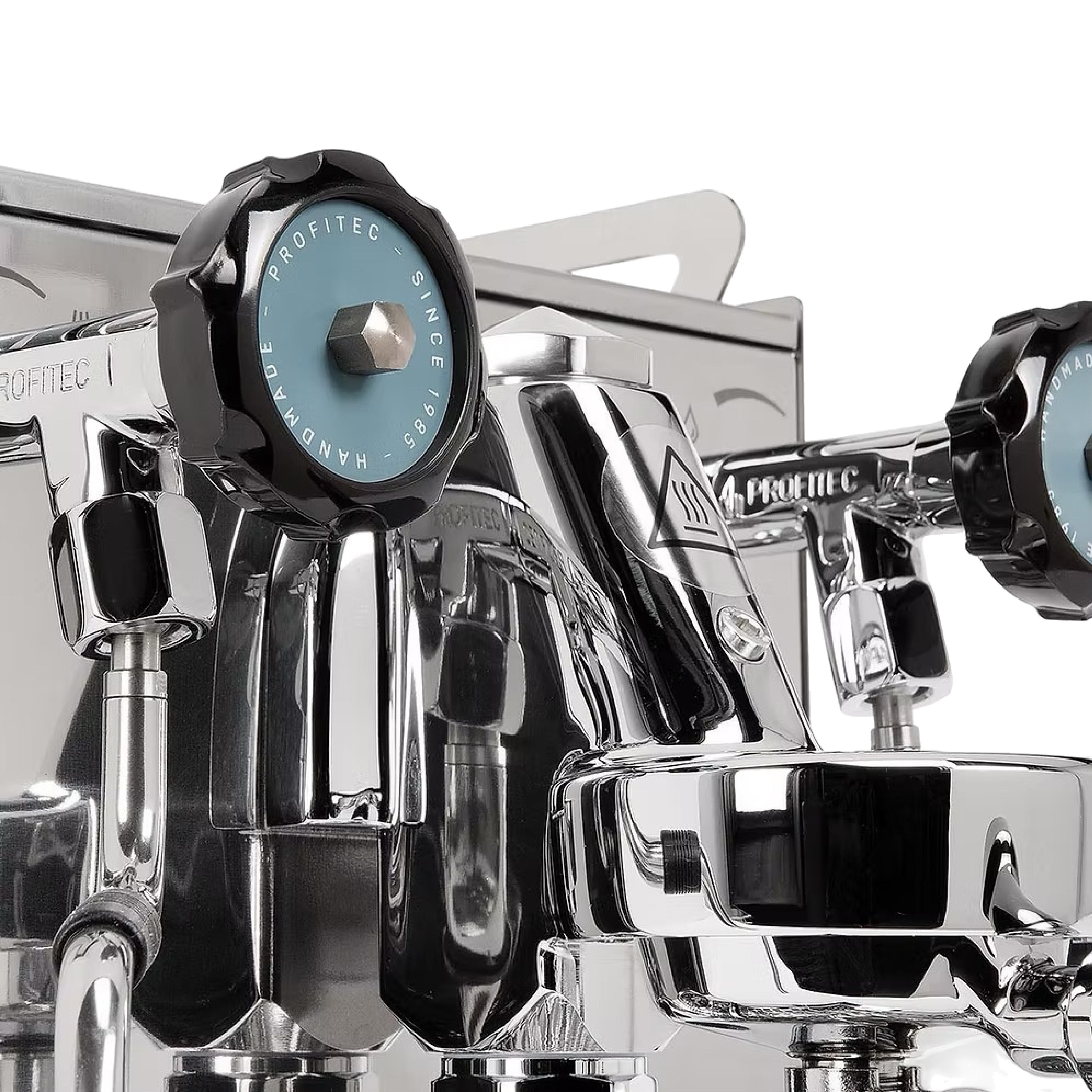 Profitec Pro 400 Espresso Machine. Close up of the blue color valve disclet.