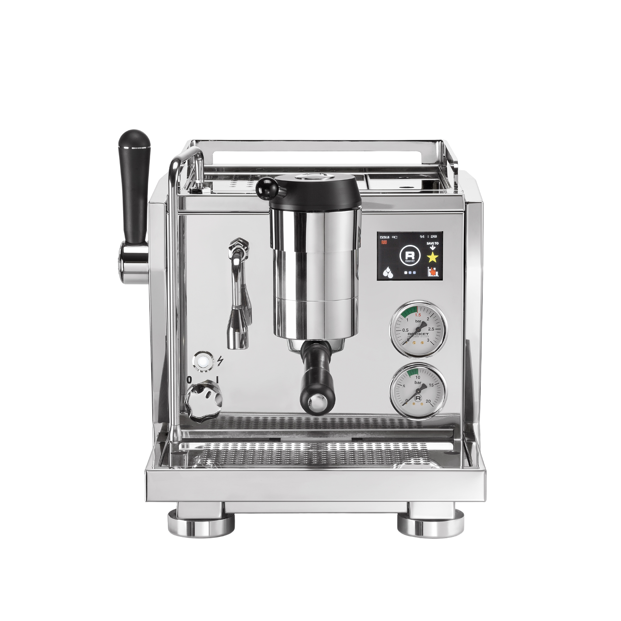 Rocket Espresso R9 ONE Espresso Machine. Front view of the machine.