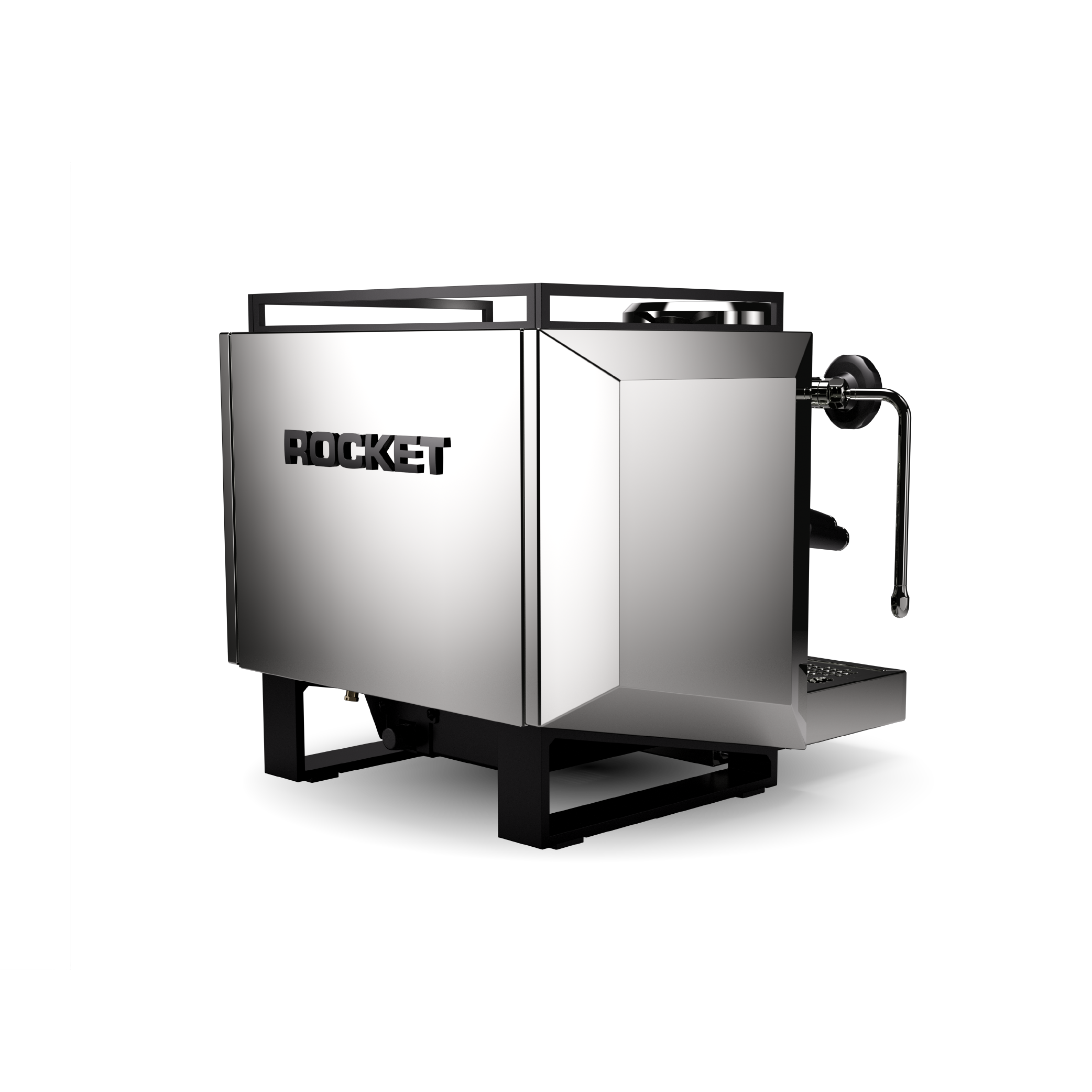 Rocket Biccoca Espresso Machine in stainless steel. Back view of the machine.