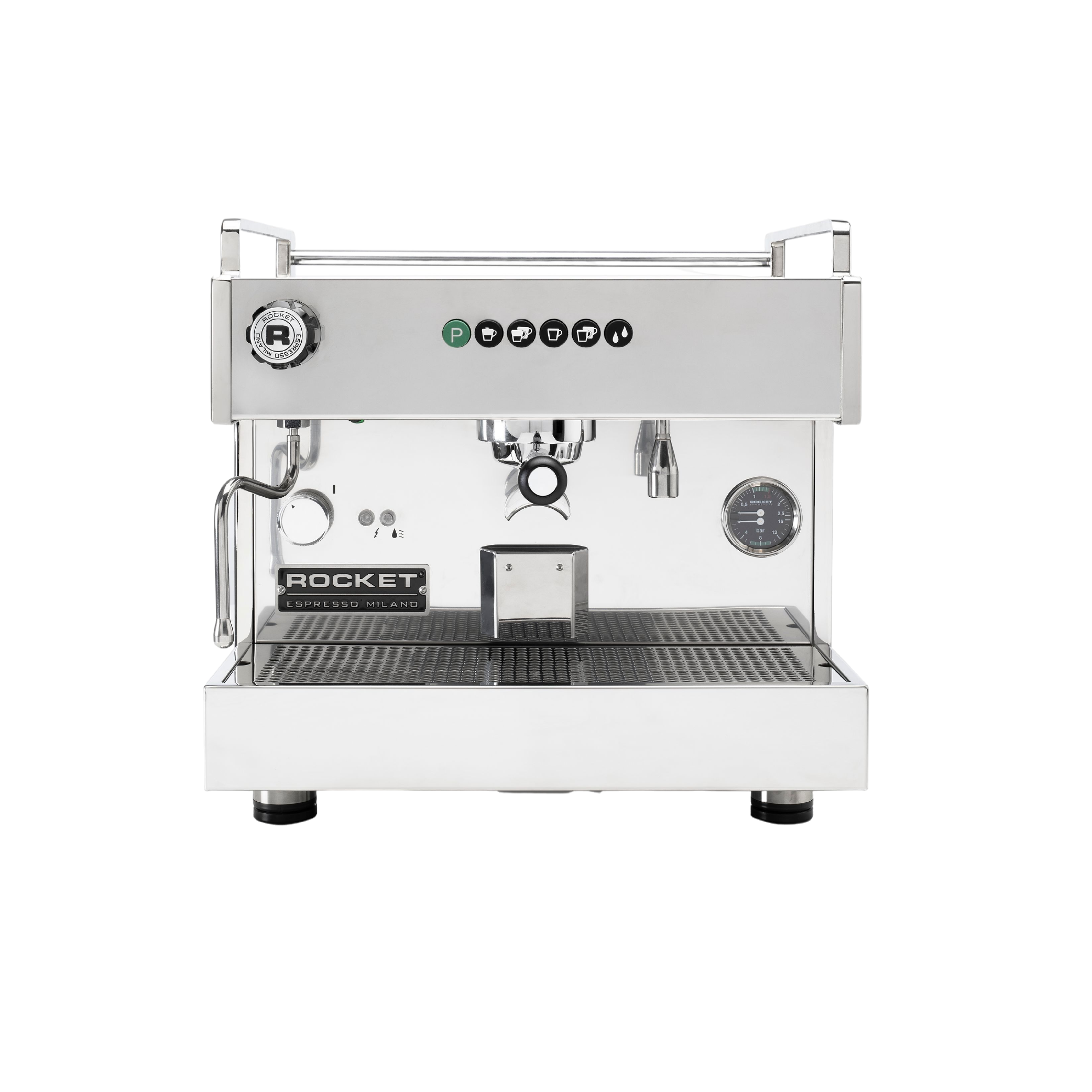 Rocket Espresso Boxer Tank Commercial Espresso Machine. Front view of the machine.