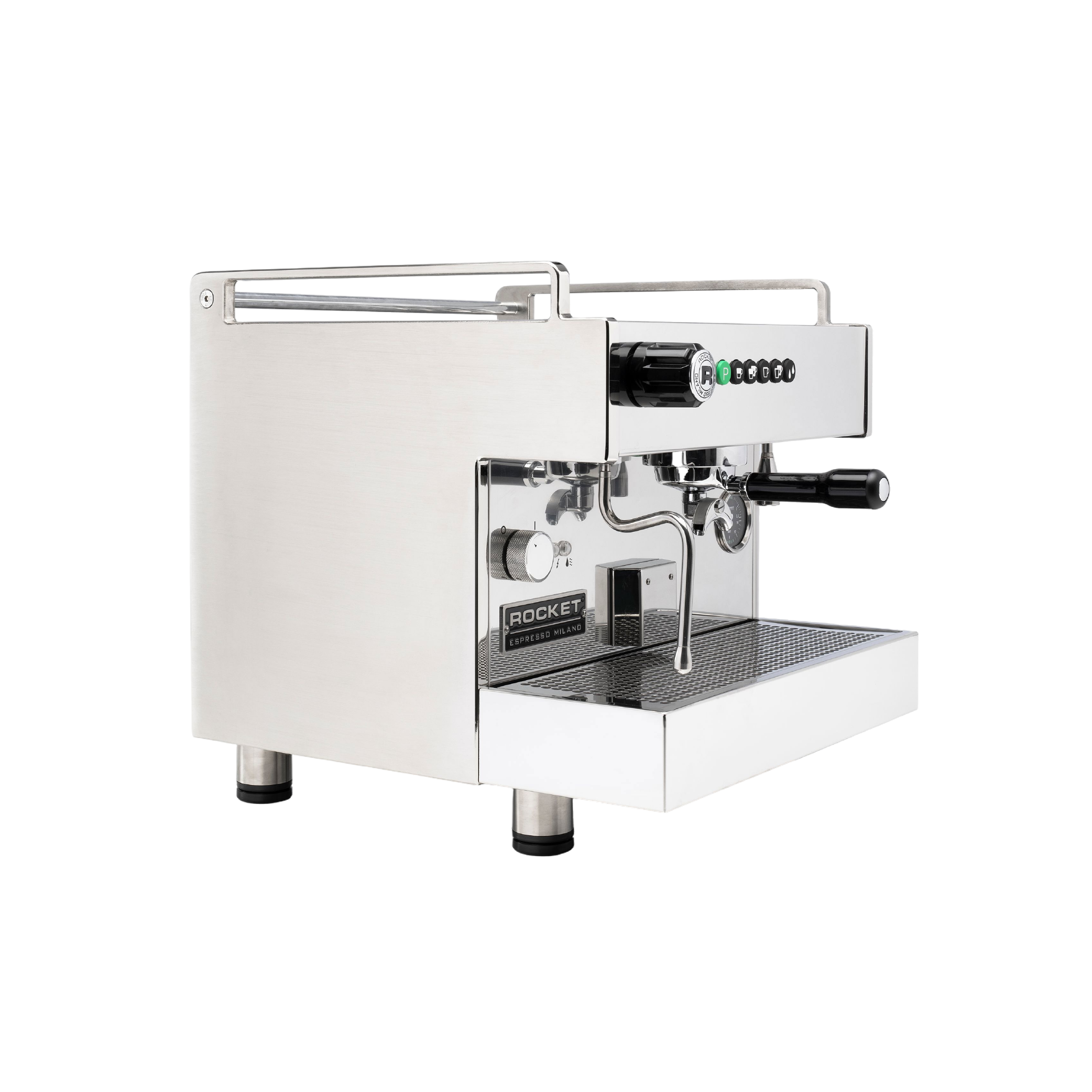 Rocket Espresso Boxer Tank Commercial Espresso Machine. Side view of the machine.