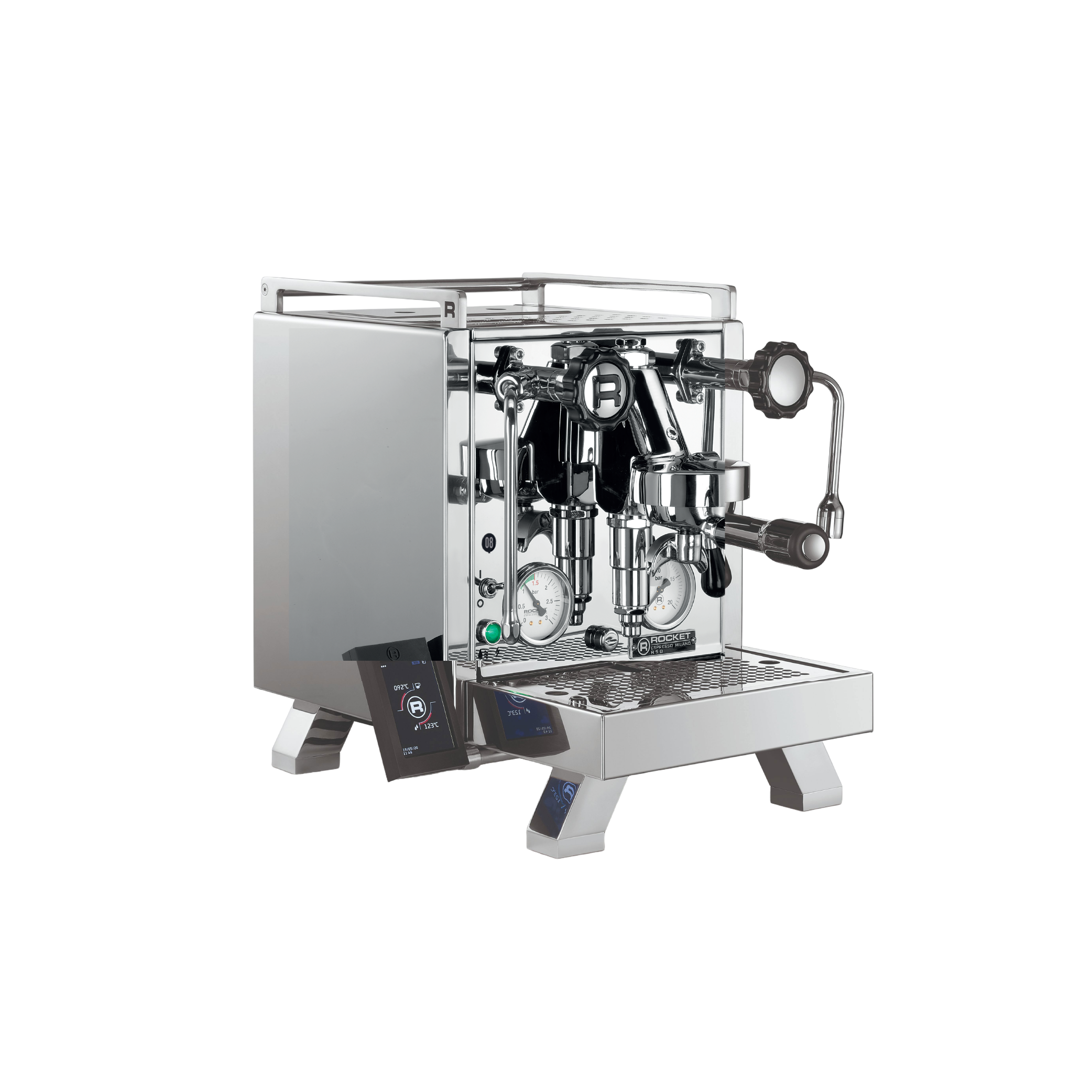 Rocket R Cinquantotto (R58) Espresso Machine. Front view of the machine.