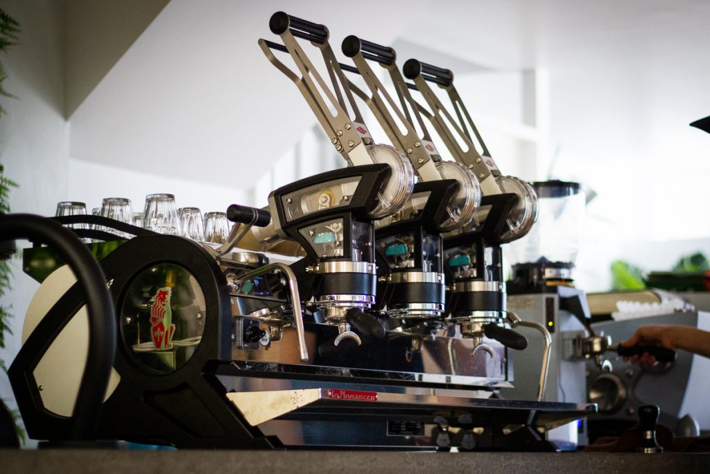 La Marzocco Leva Commercial Espresso Machine. on the top