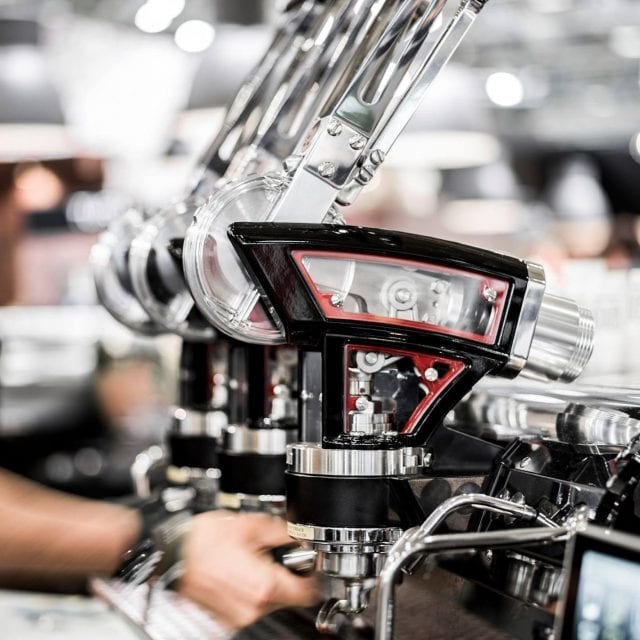La Marzocco Leva Commercial Espresso Machine. Group head