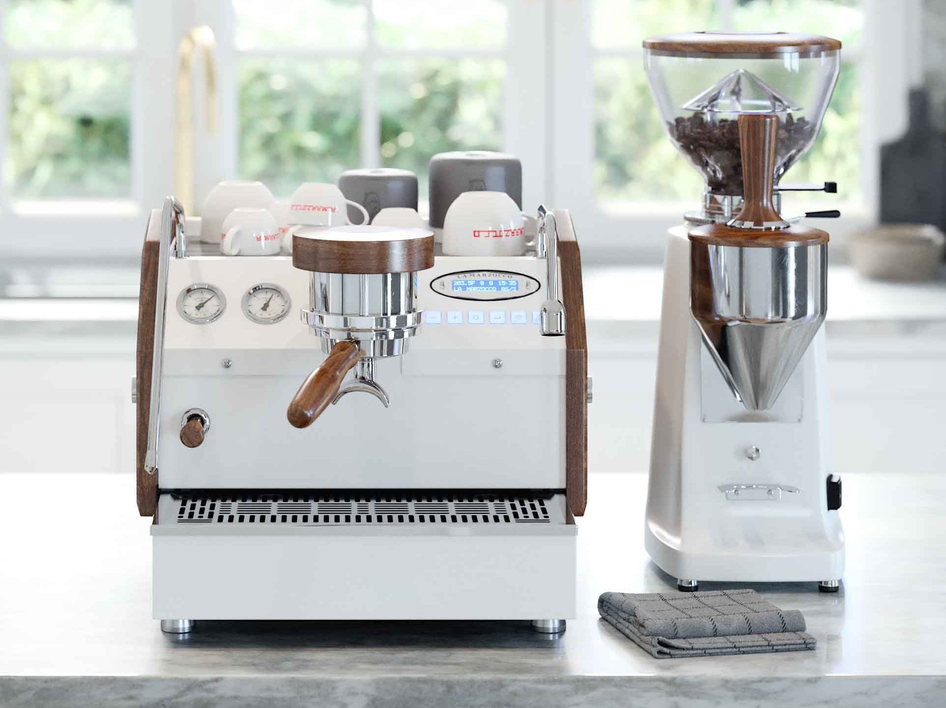 La Marzocco GS3 AV Espresso Machine. Front view of the machine on the top.