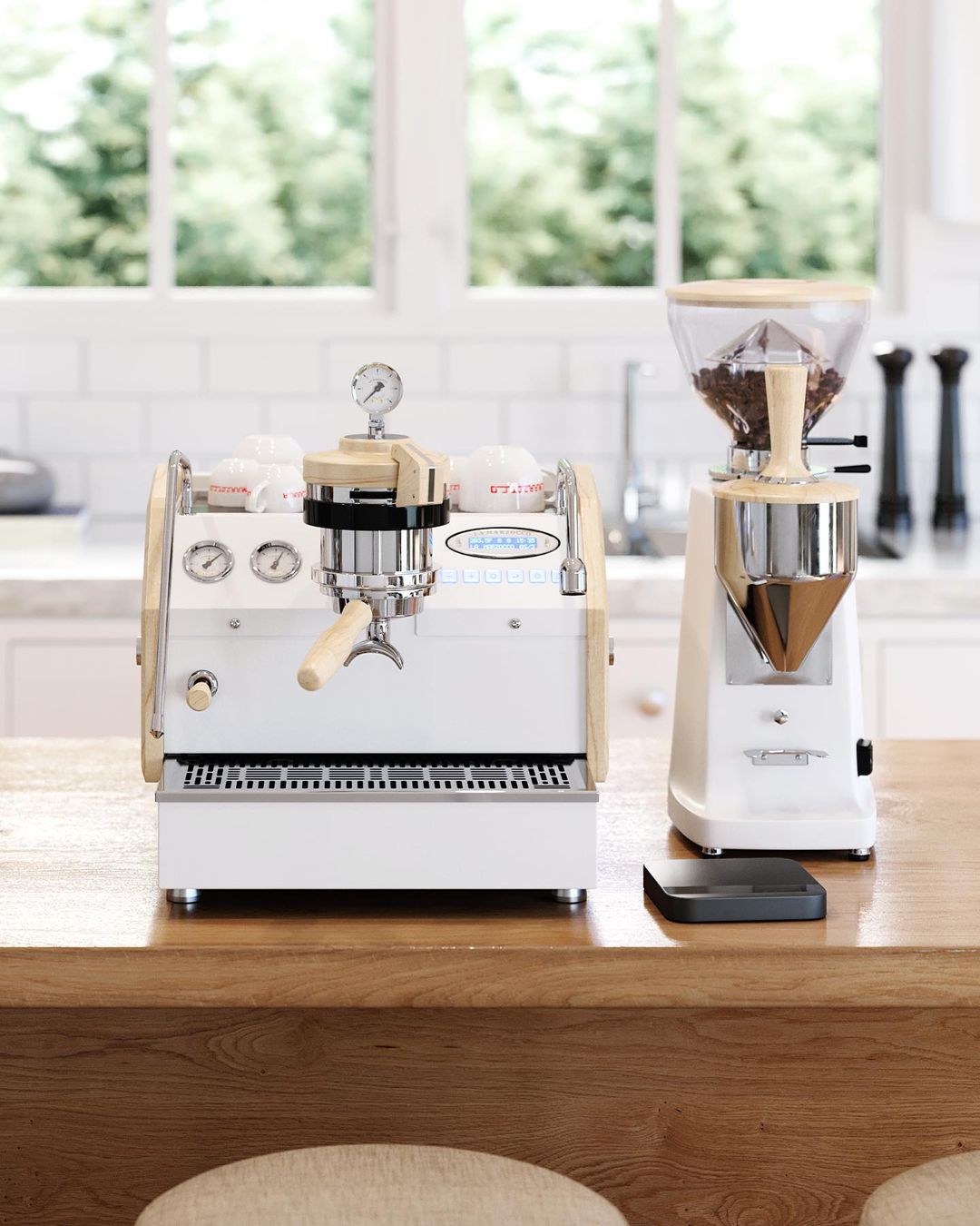 La Marzocco GS3 MP Flat White Maple Edition Espresso Machine.