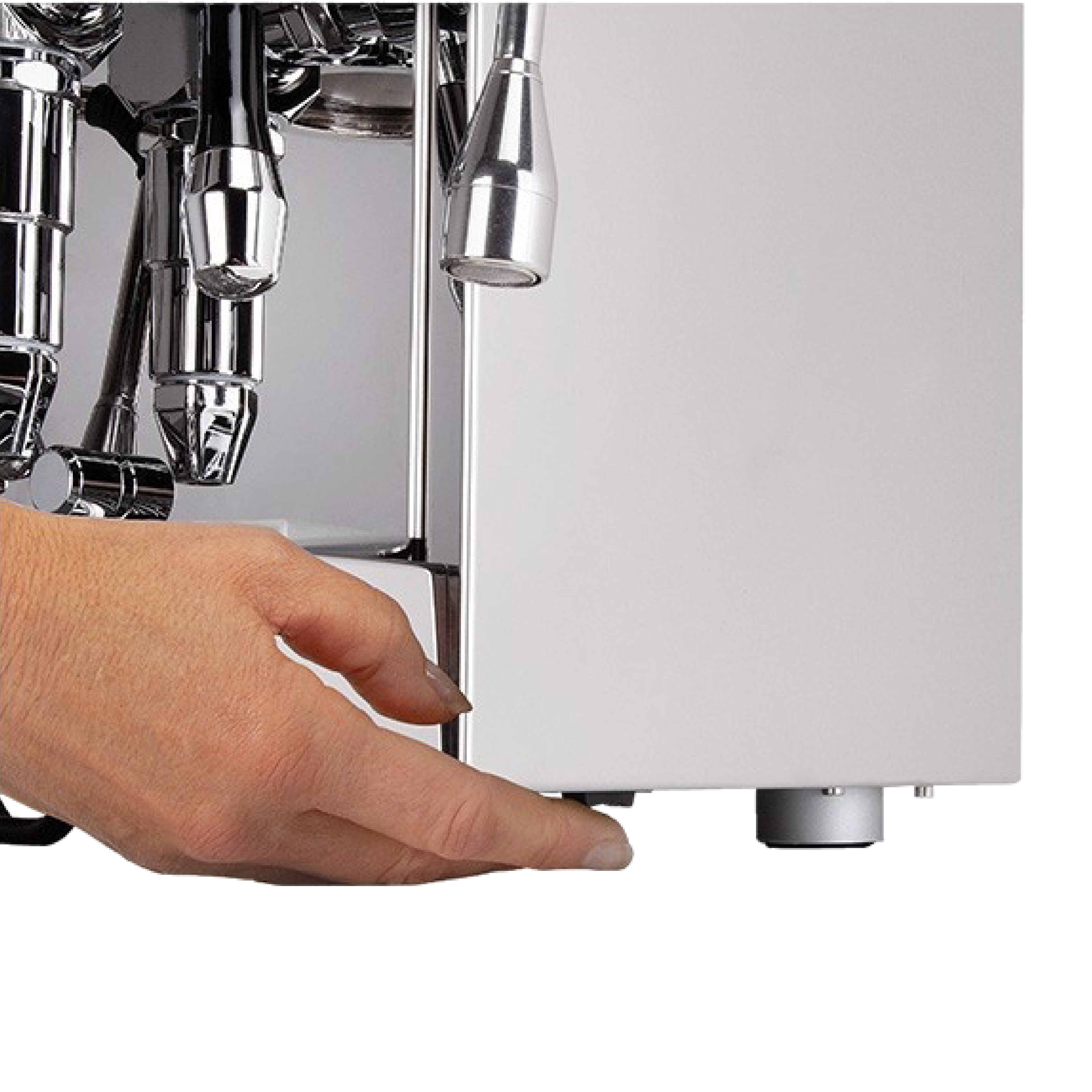 ECM Mechanika VI Slim Espresso Machine. Close up of three-position temperature switch at the bottom of the machine.