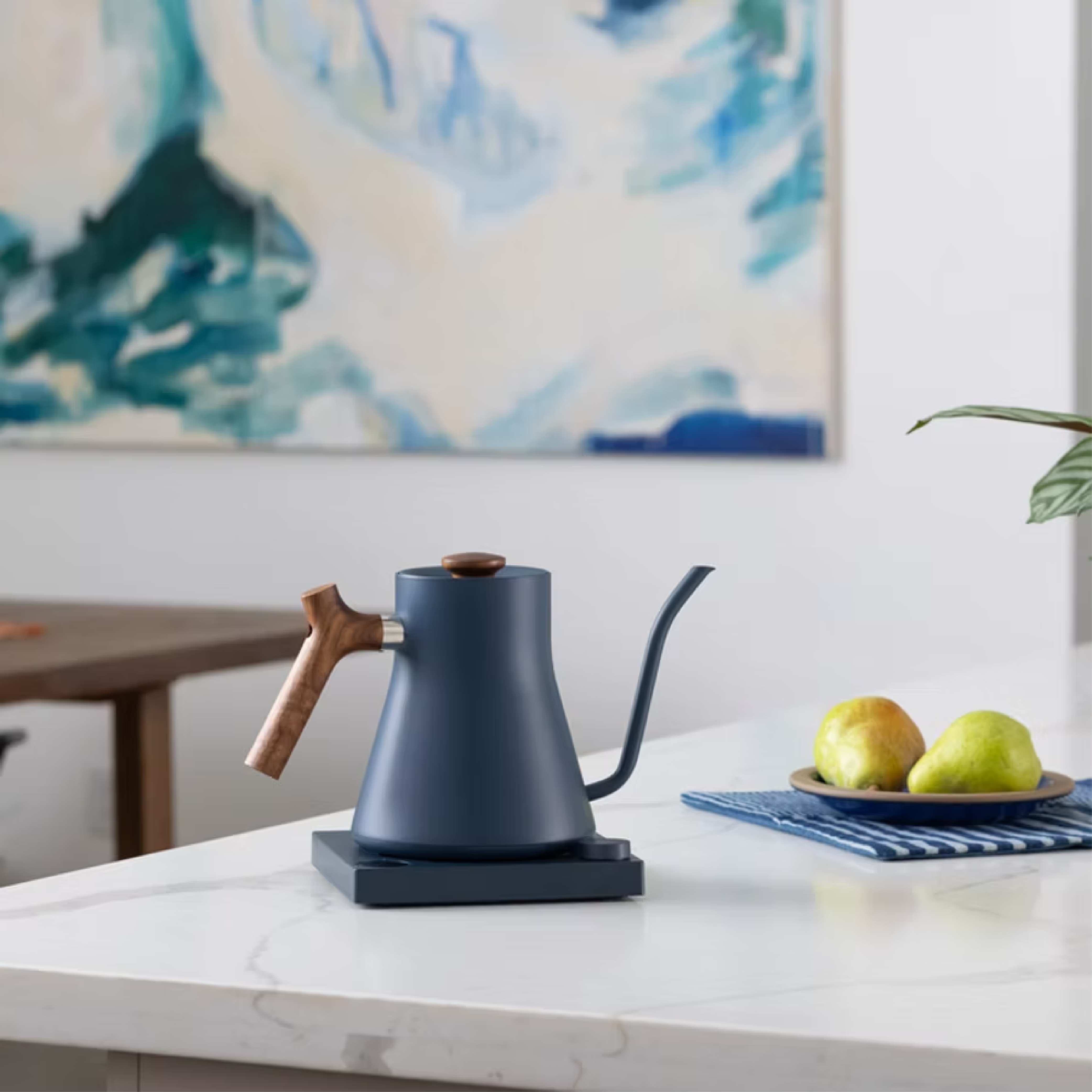 Fellow Stagg EKG Electric Pour Over Kettle - Stone Blue + Walnut