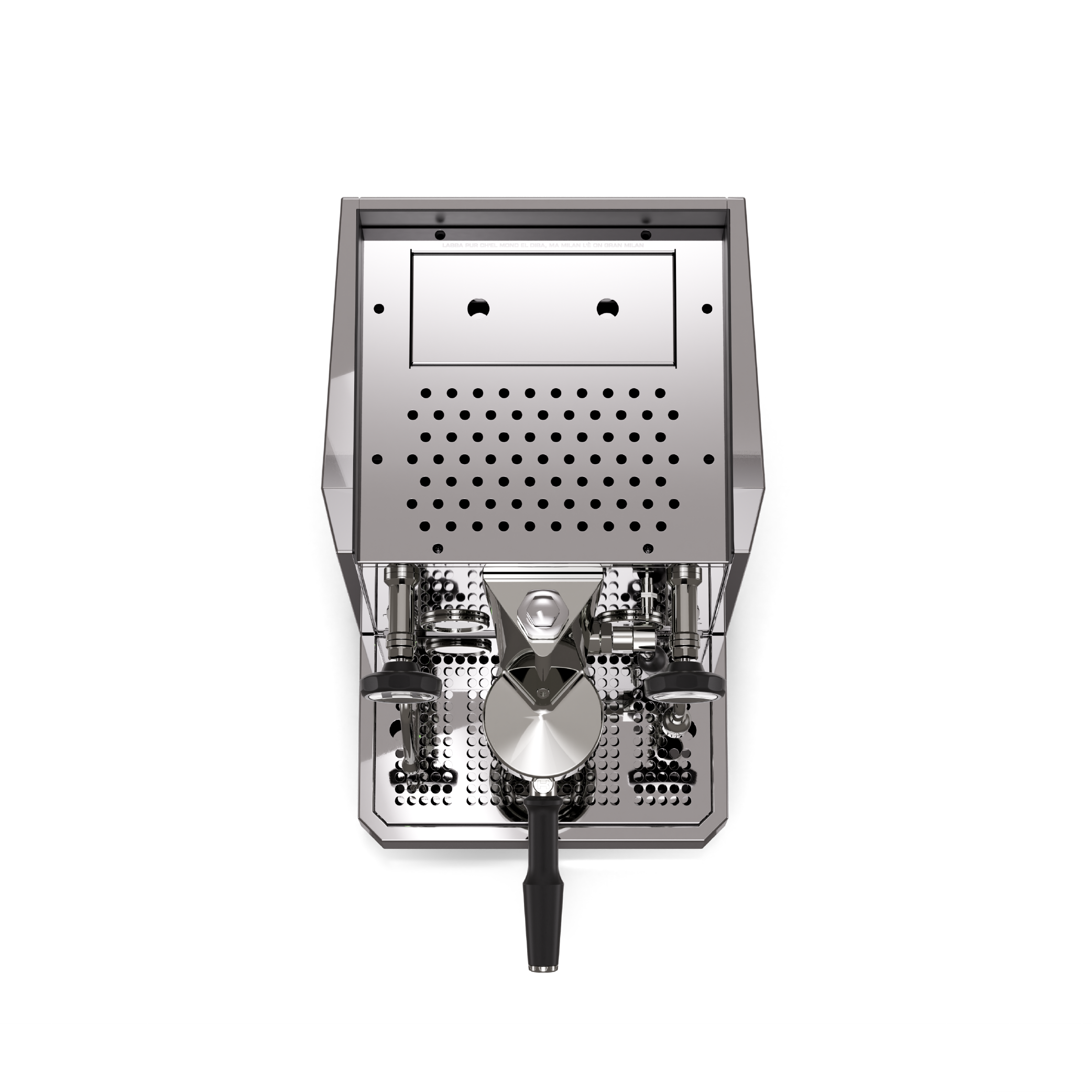 Rocket Giotto R Fast Espresso Machine in stainless steel. Top view of the machine.