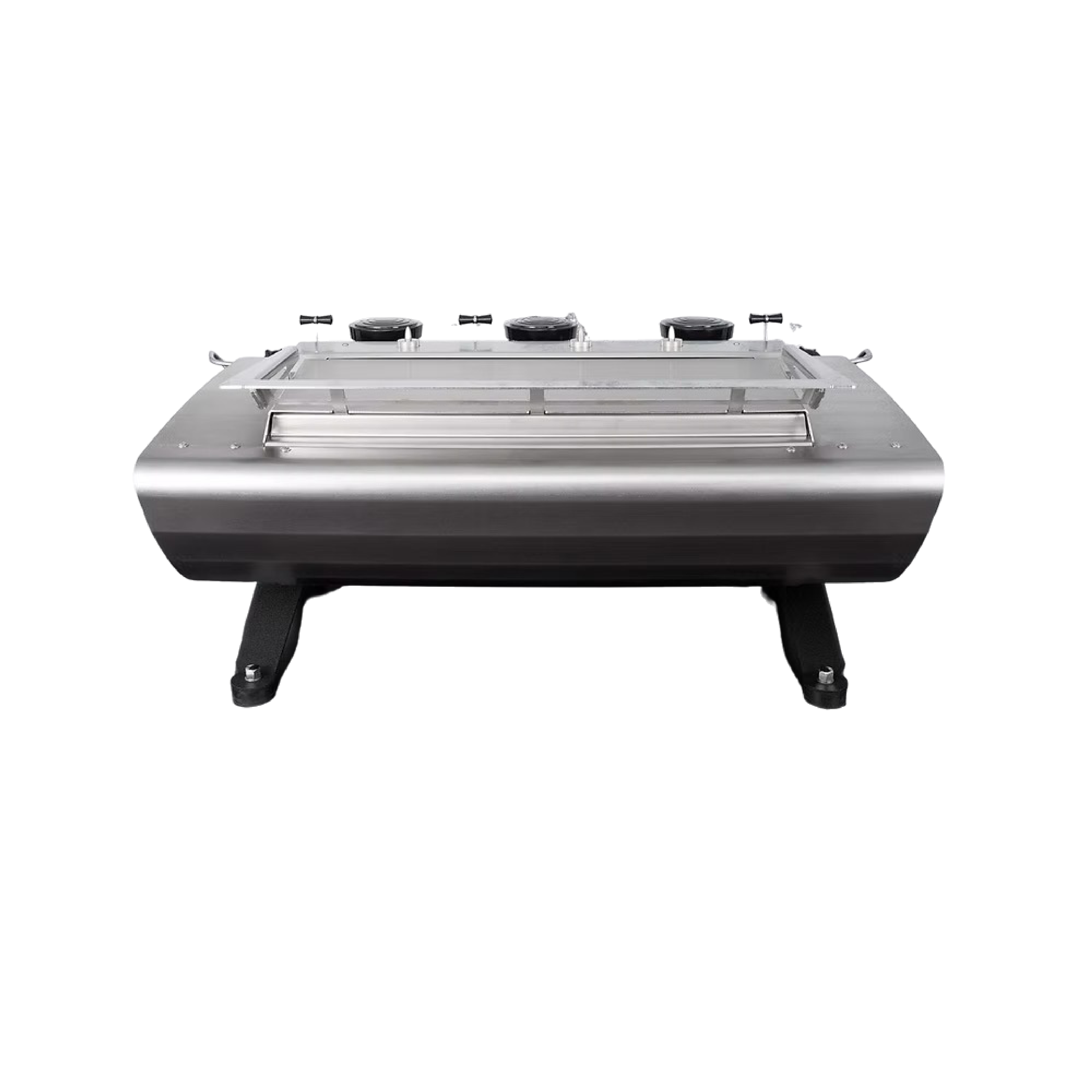 Kees Van Der Westen Slim Jim Commercial Espresso Machine triplette. Back view of the machine with raw body panel.