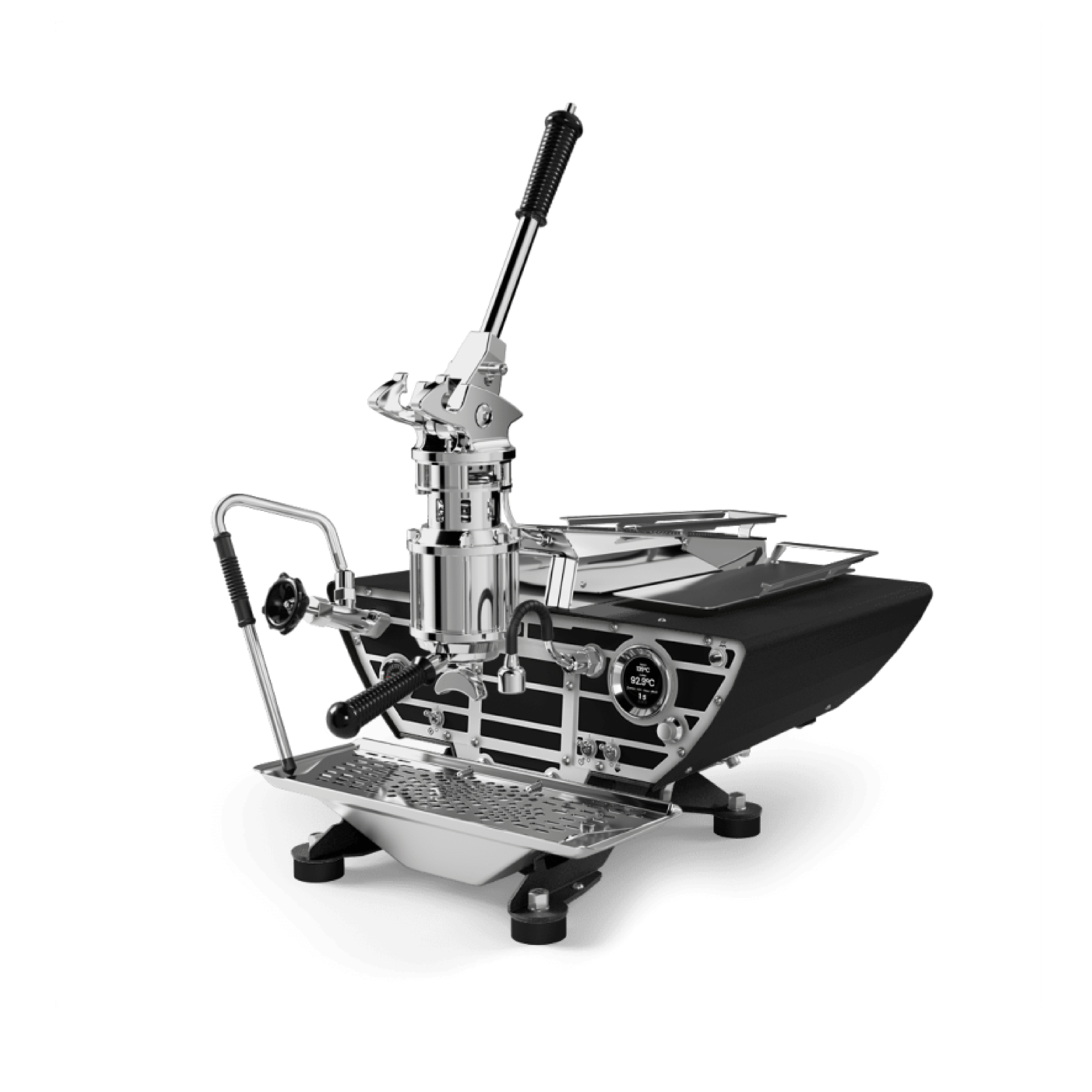 Kees Van Der Westen Spiritello in crackle black. Front view of the machine.