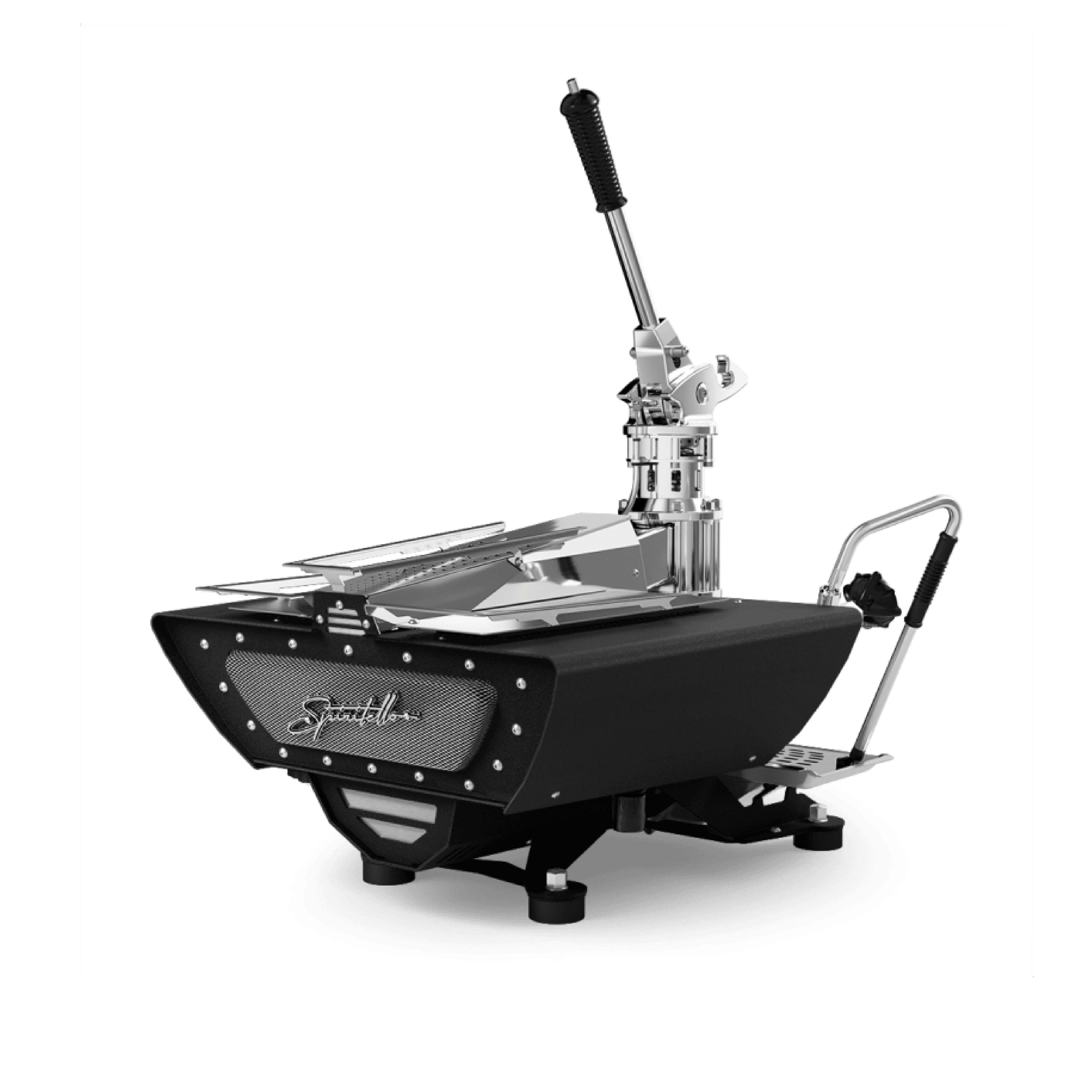 Kees Van Der Westen Spiritello in crackle black. Back view of the machine.