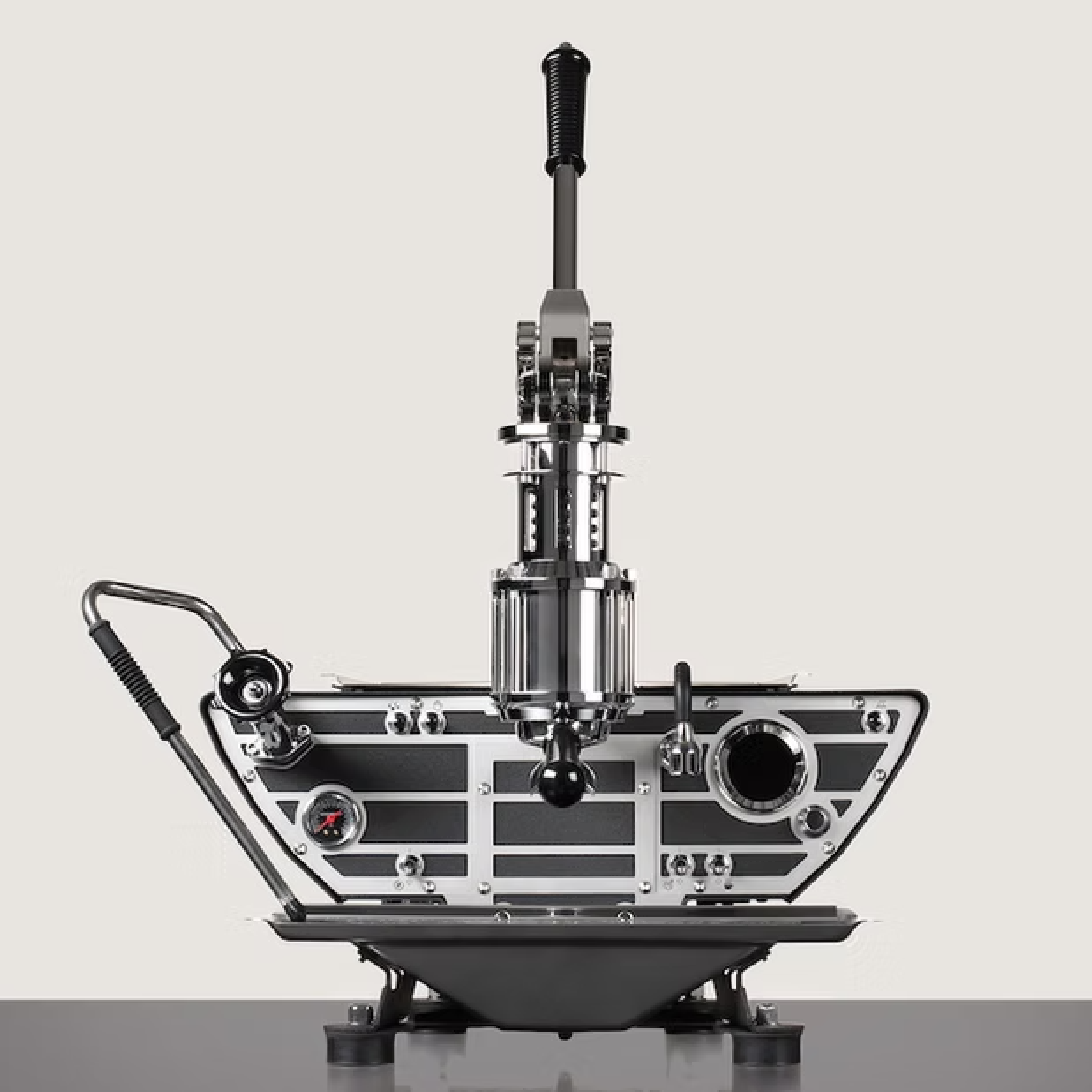 Kees Van Der Westen Spiritello in crackle black. front view of the machine.