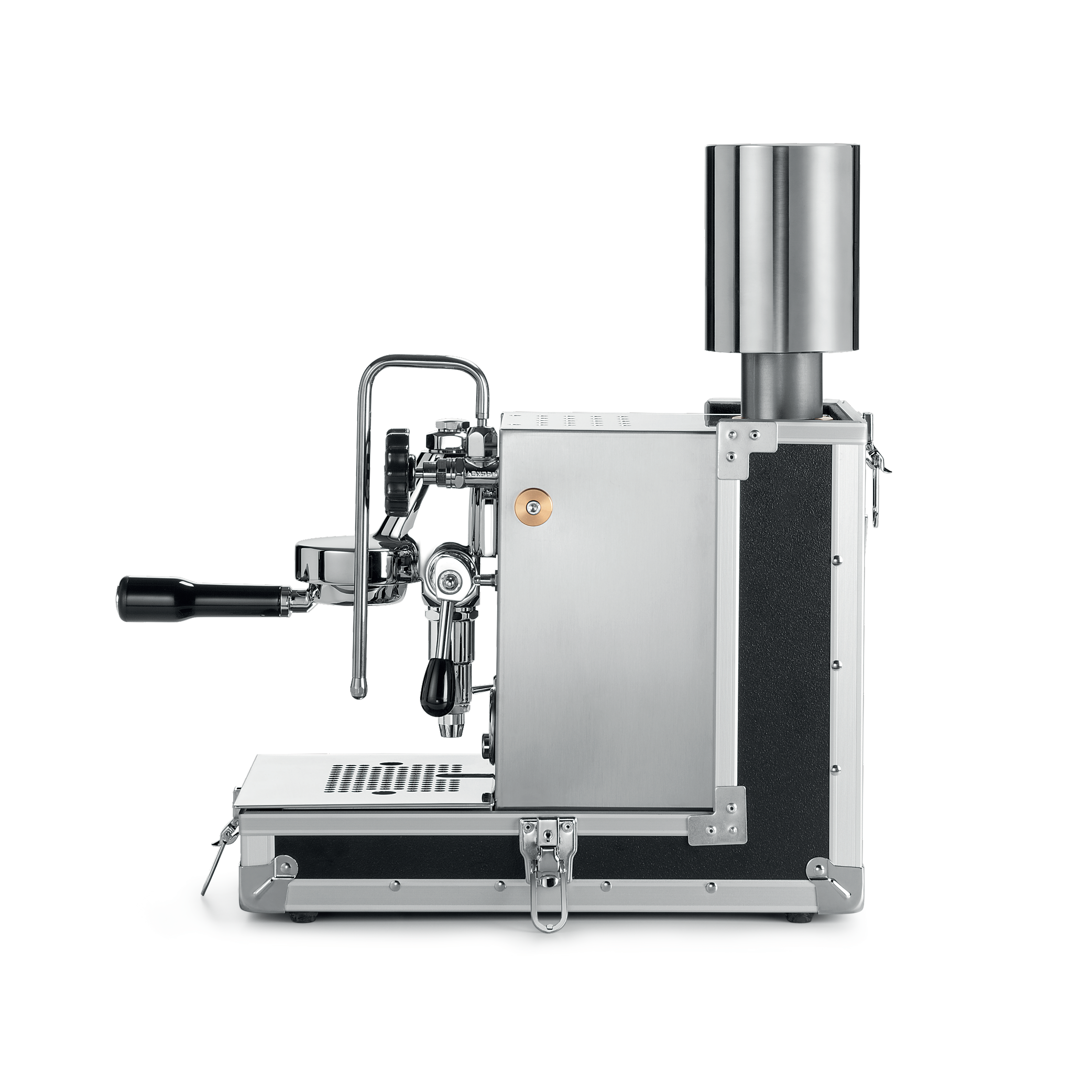 Rocket Espresso Porta Via. Side view of the machine.