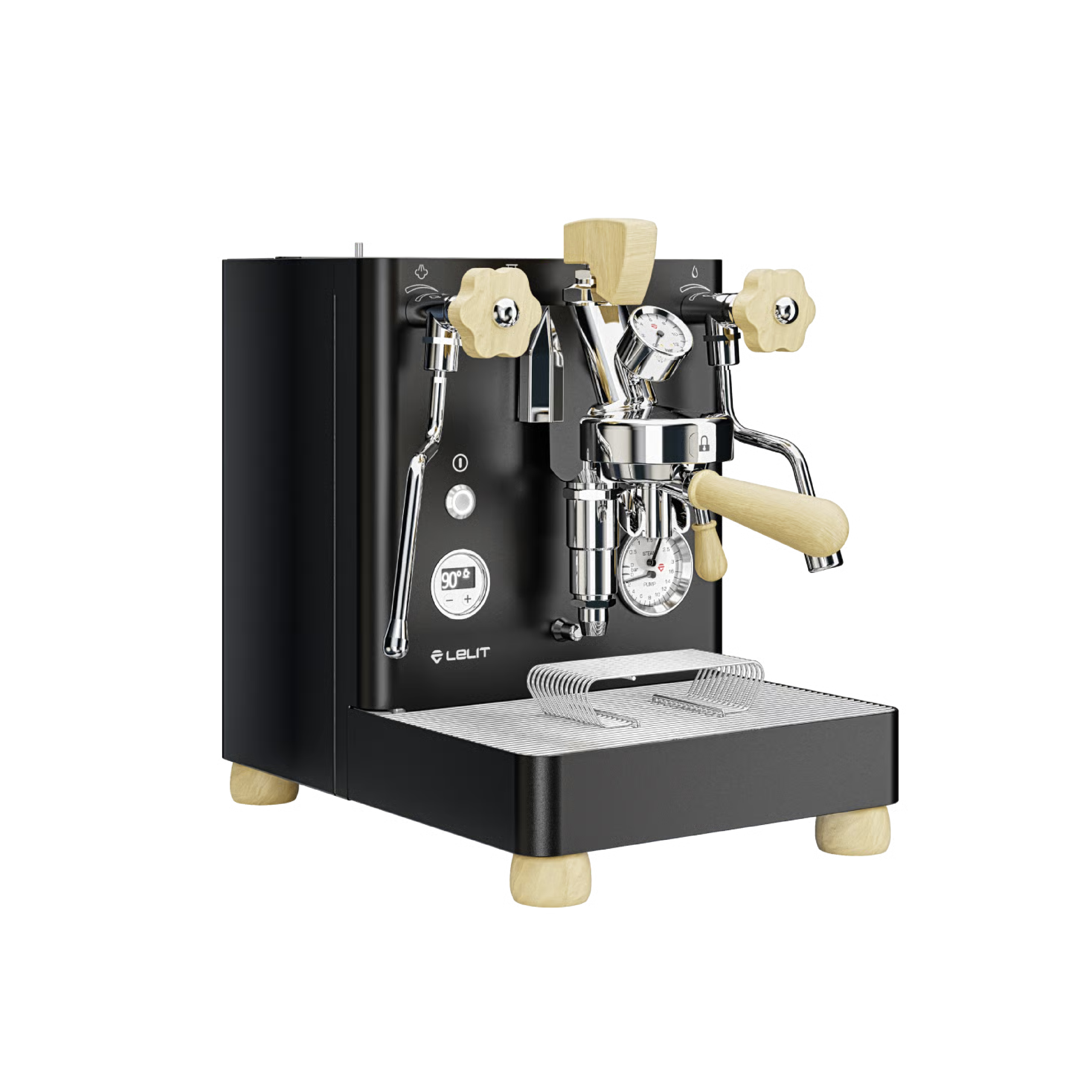Lelit Bianca V3 Espresso Machine in black. Front view of the machine.