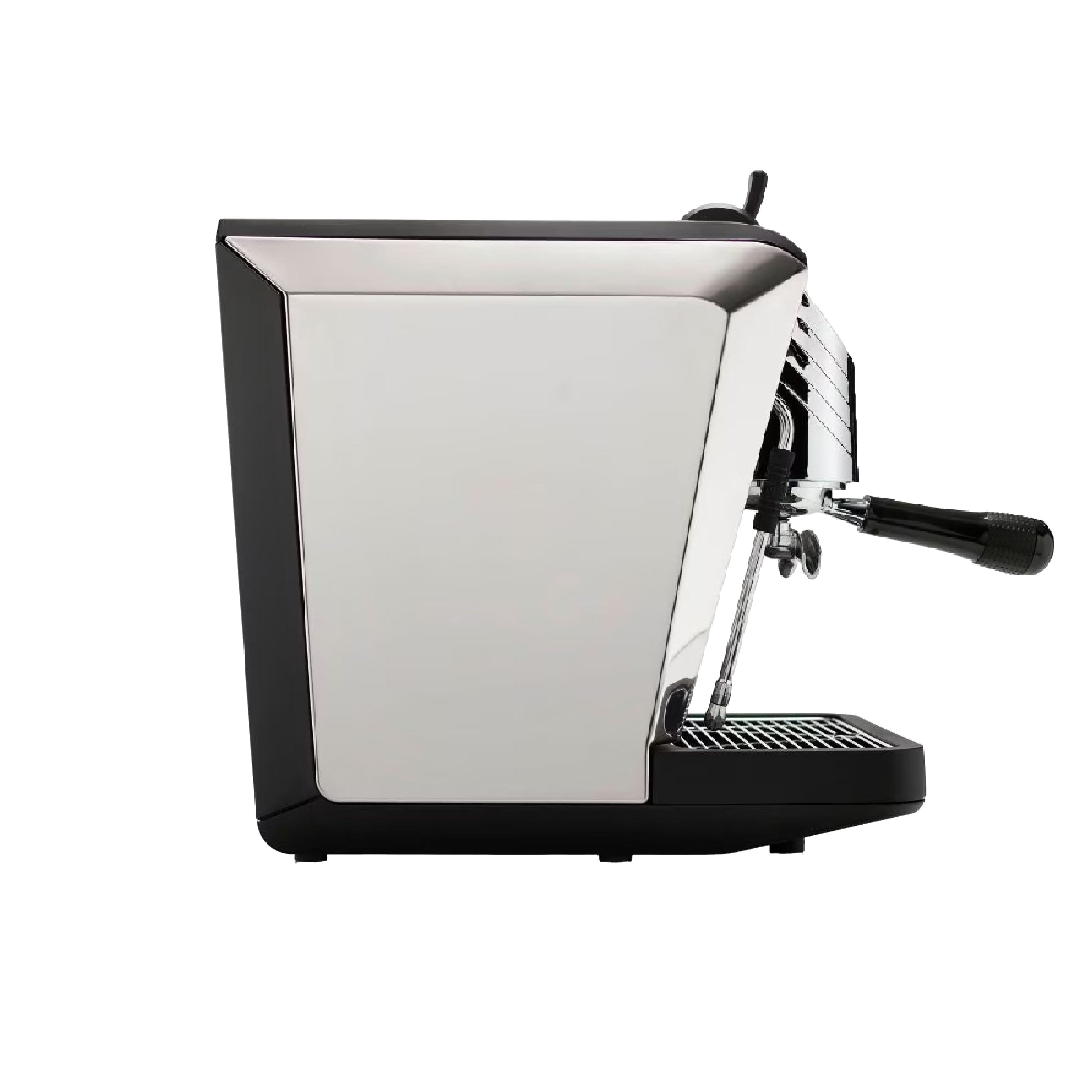 Nuova Simonelli Oscar 2 Espresso Machine (2022 version with OPV) in black. Side view of the machine.