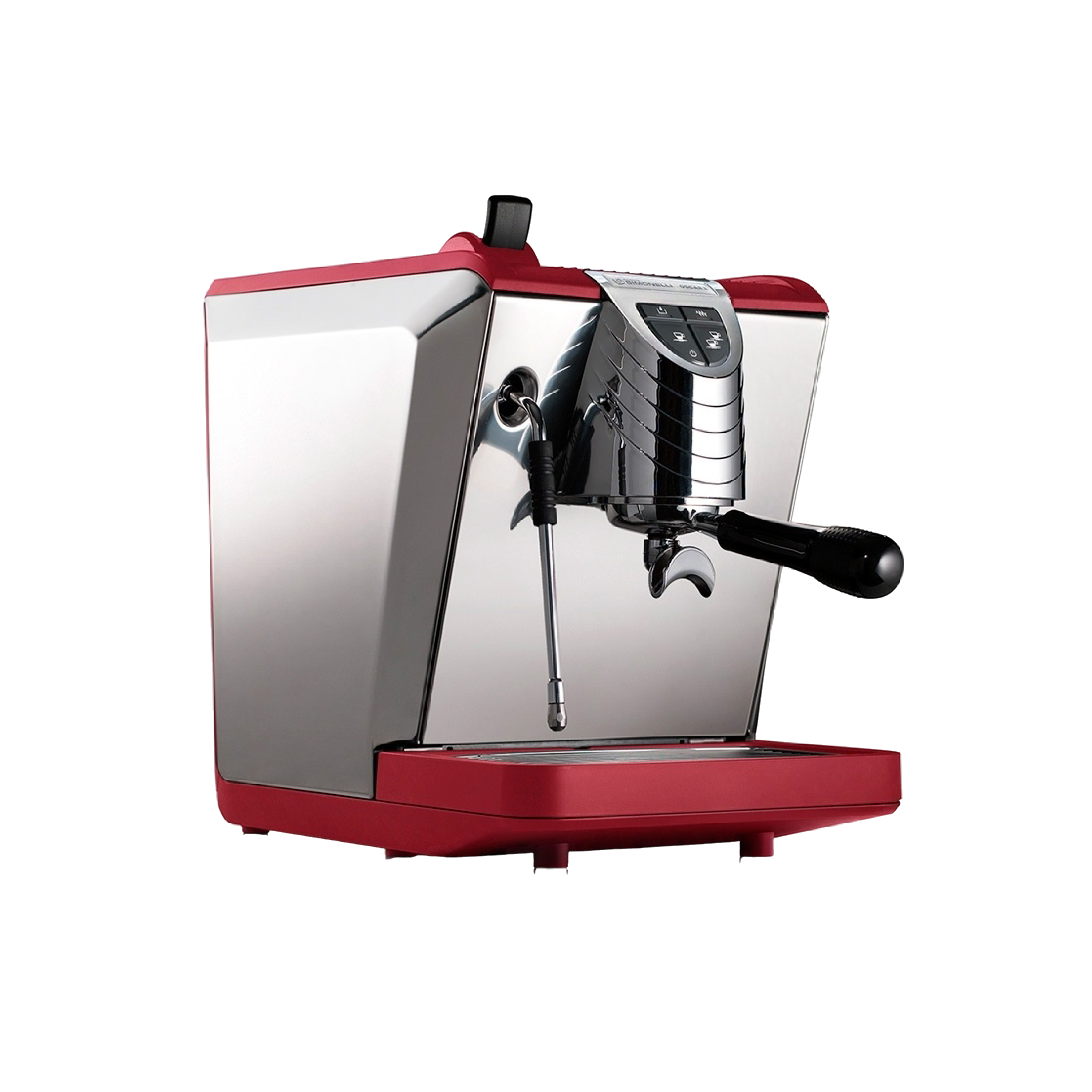 Nuova Simonelli Oscar 2 Espresso Machine (2022 version with OPV) in red. Front view of the machine.