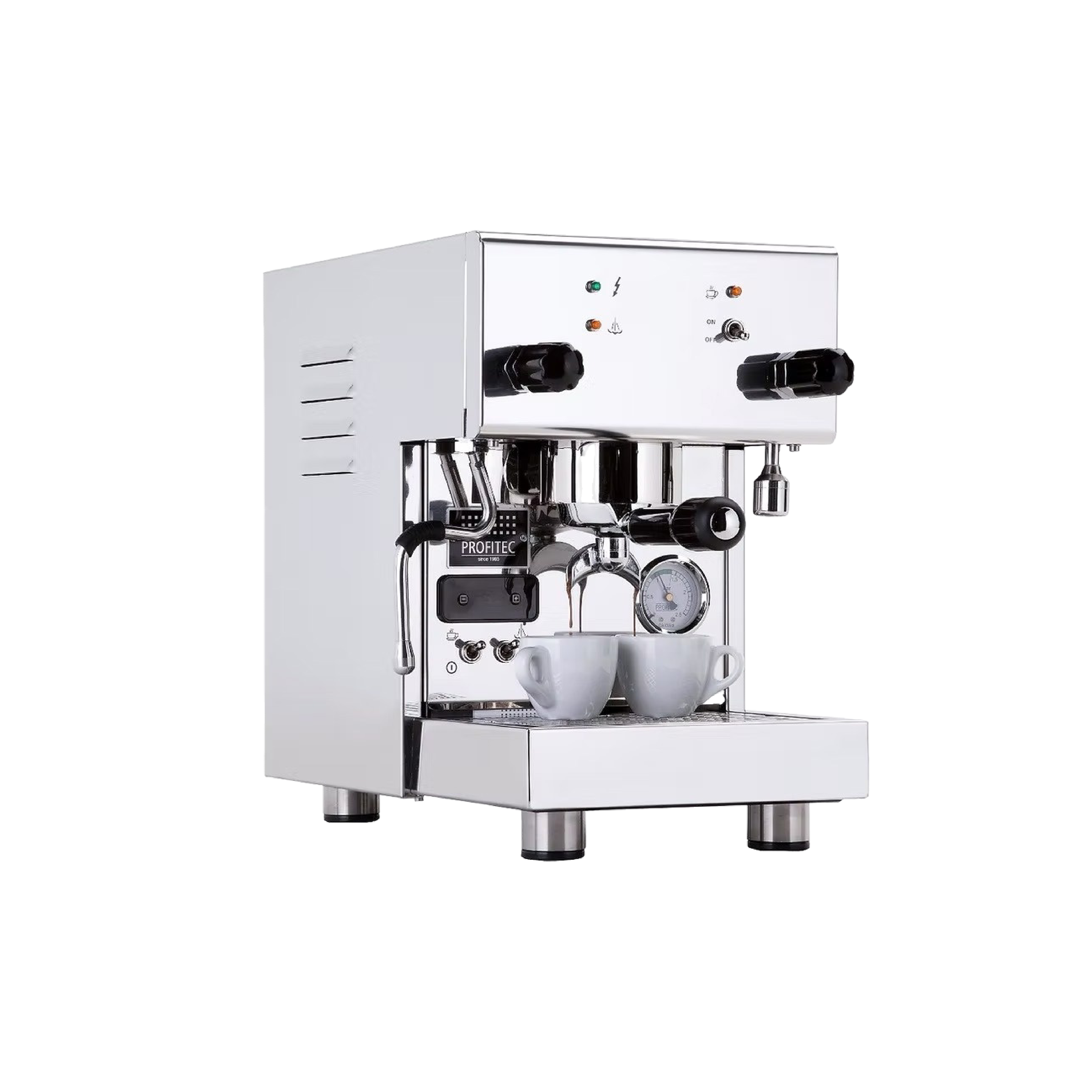 Profitec Pro 300 Dual Boiler Espresso Machine. Front view of the machine.