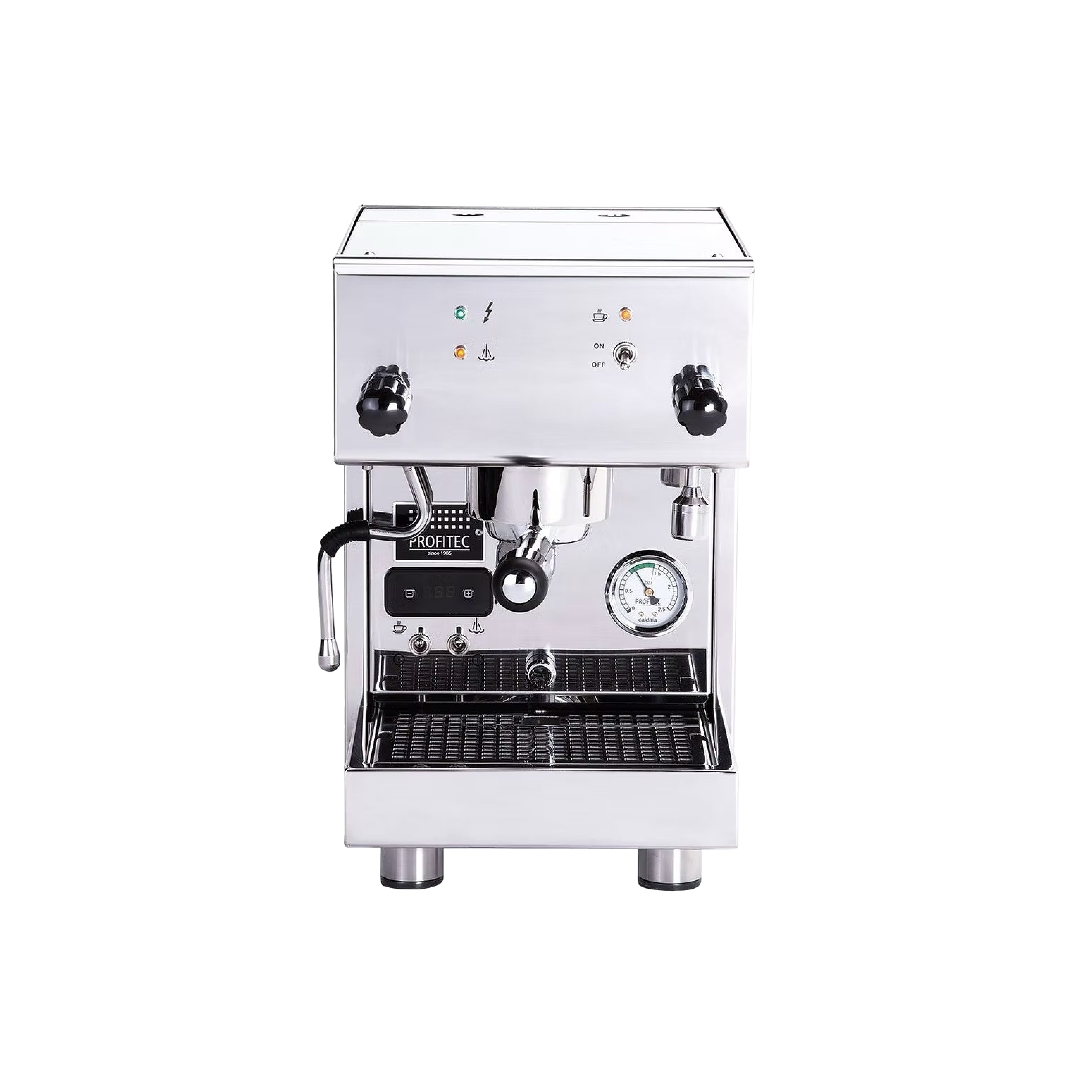 Profitec Pro 300 Dual Boiler Espresso Machine. Front view of the machine.