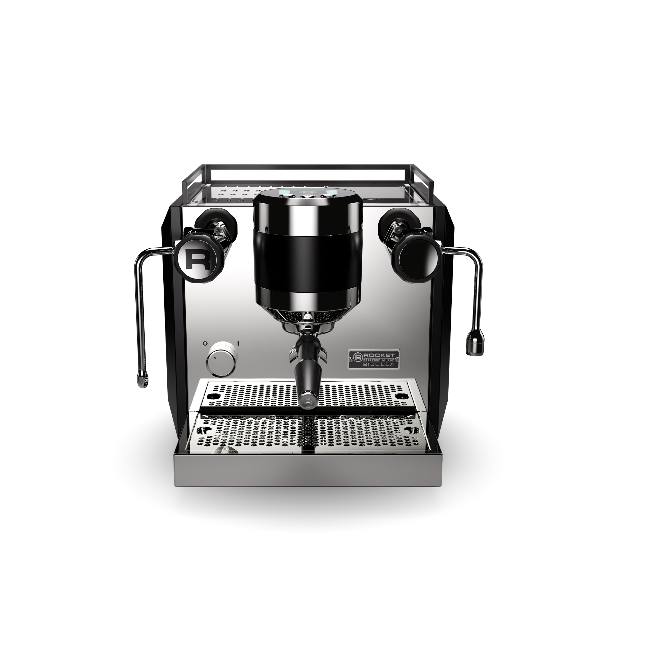 Rocket Biccoca Espresso Machine in matt black. Front view of the machine.