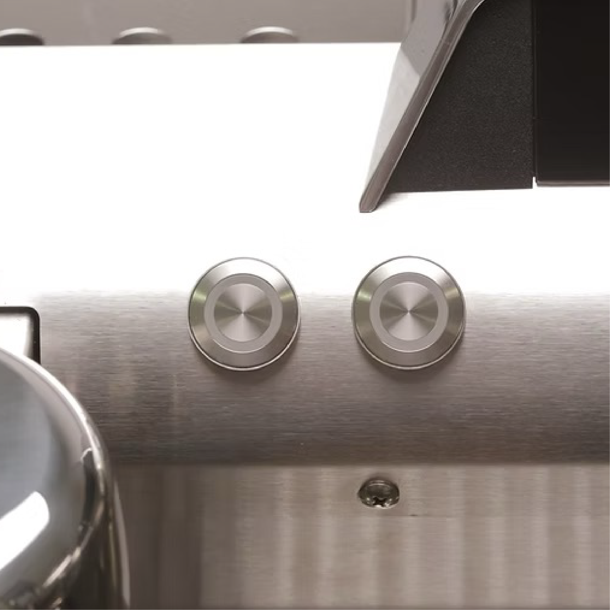 Slayer Steam EP Commercial Espresso Machine. Close up of the 2 volumetric activation buttons.
